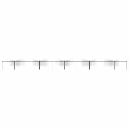 Garden Fence with Spear Top Steel 1673x150 cm Black