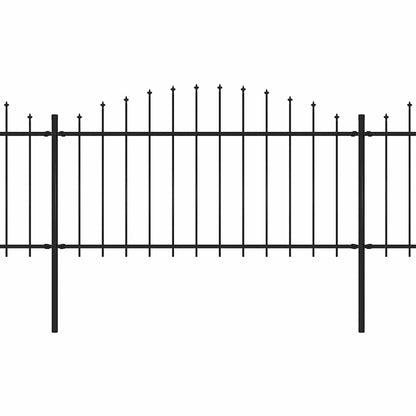 Garden Fence with Spear Top Steel 1781.5x150 cm Black