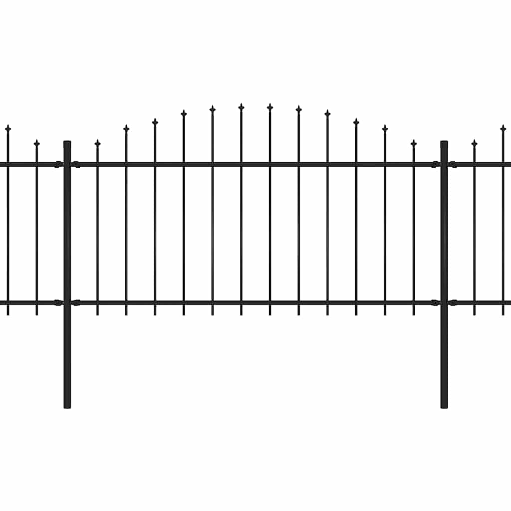 Garden Fence with Spear Top Steel 1673x150 cm Black