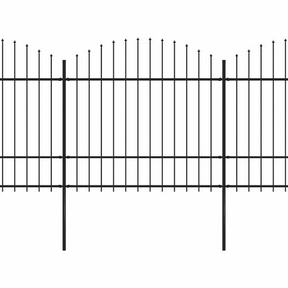 Garden Fence with Spear Top Steel 537x175 cm Black