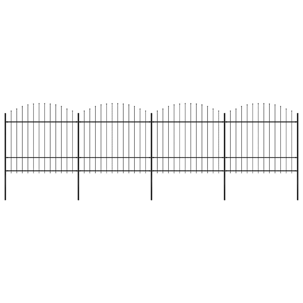 Garden Fence with Spear Top Steel 714.5x175 cm Black