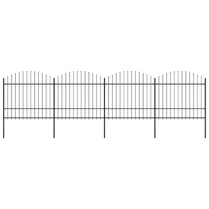 Garden Fence with Spear Top Steel 714.5x175 cm Black