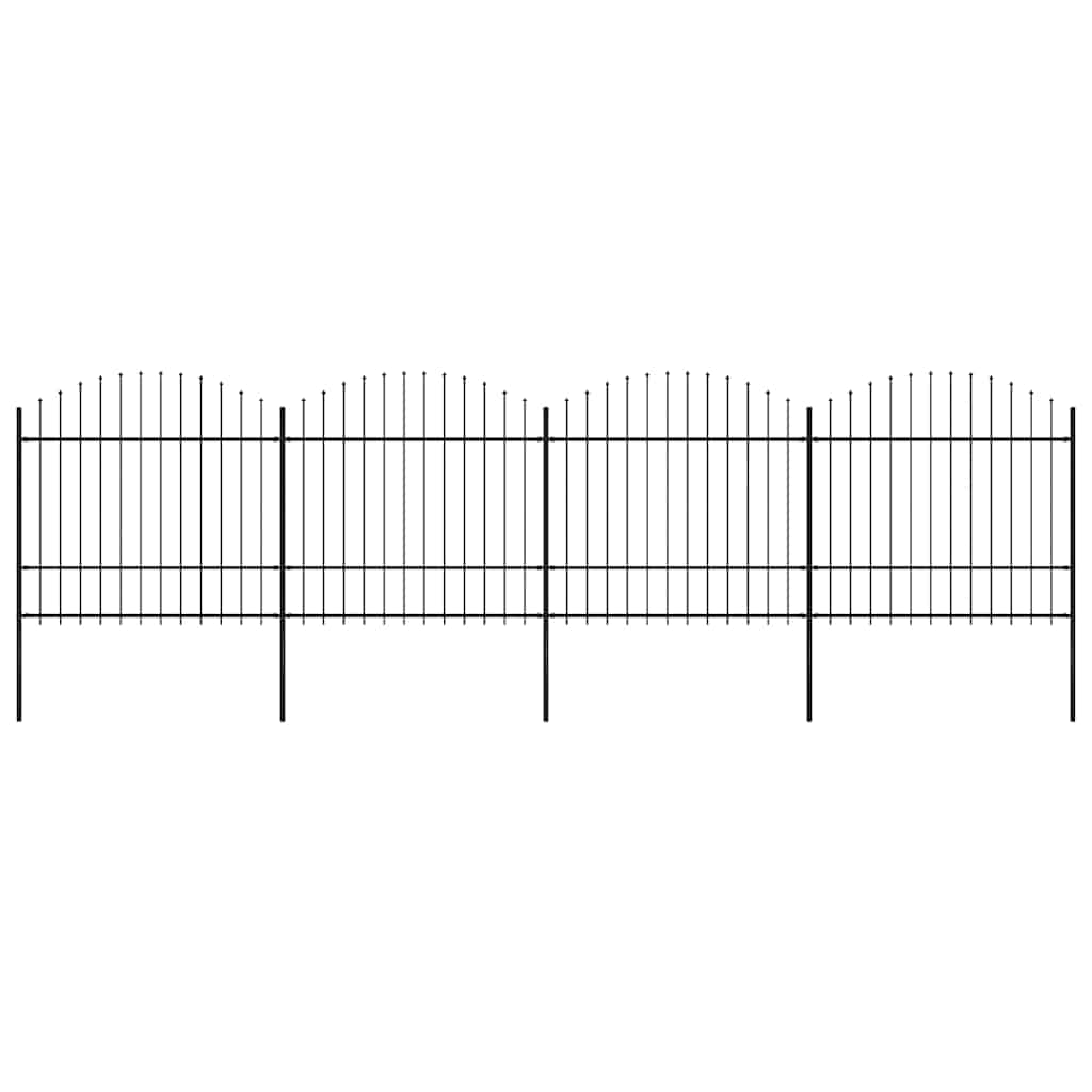 Garden Fence with Spear Top Steel 671x175 cm Black