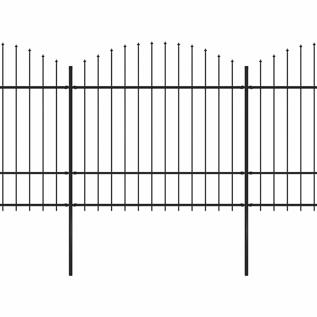 Garden Fence with Spear Top Steel 714.5x175 cm Black