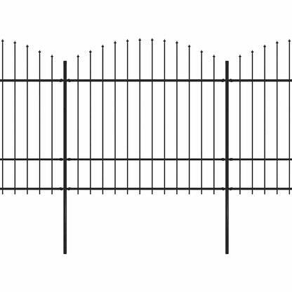 Garden Fence with Spear Top Steel 714.5x175 cm Black