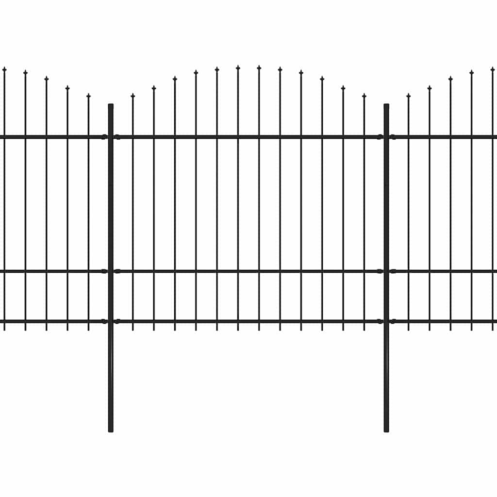 Garden Fence with Spear Top Steel 1070x175 cm Black