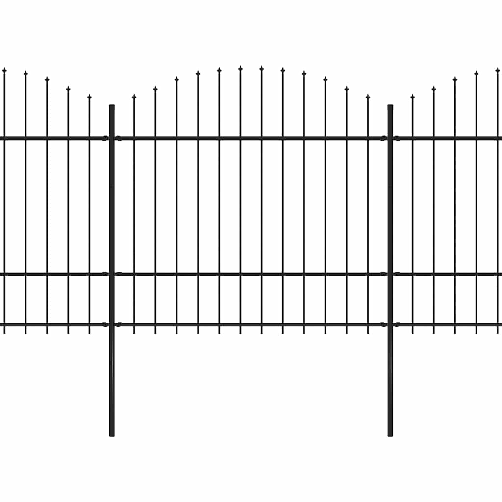 Garden Fence with Spear Top Steel 1005x175 cm Black