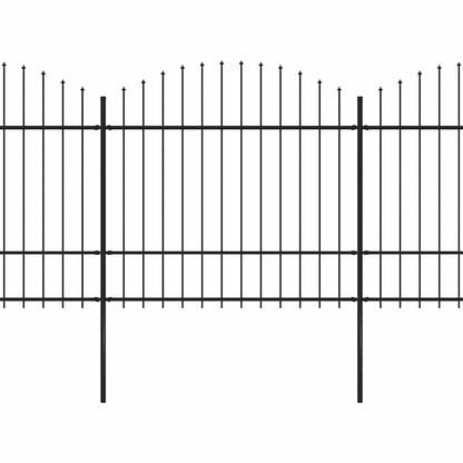 Garden Fence with Spear Top Steel (1.5-1.75)x15.3 m Black