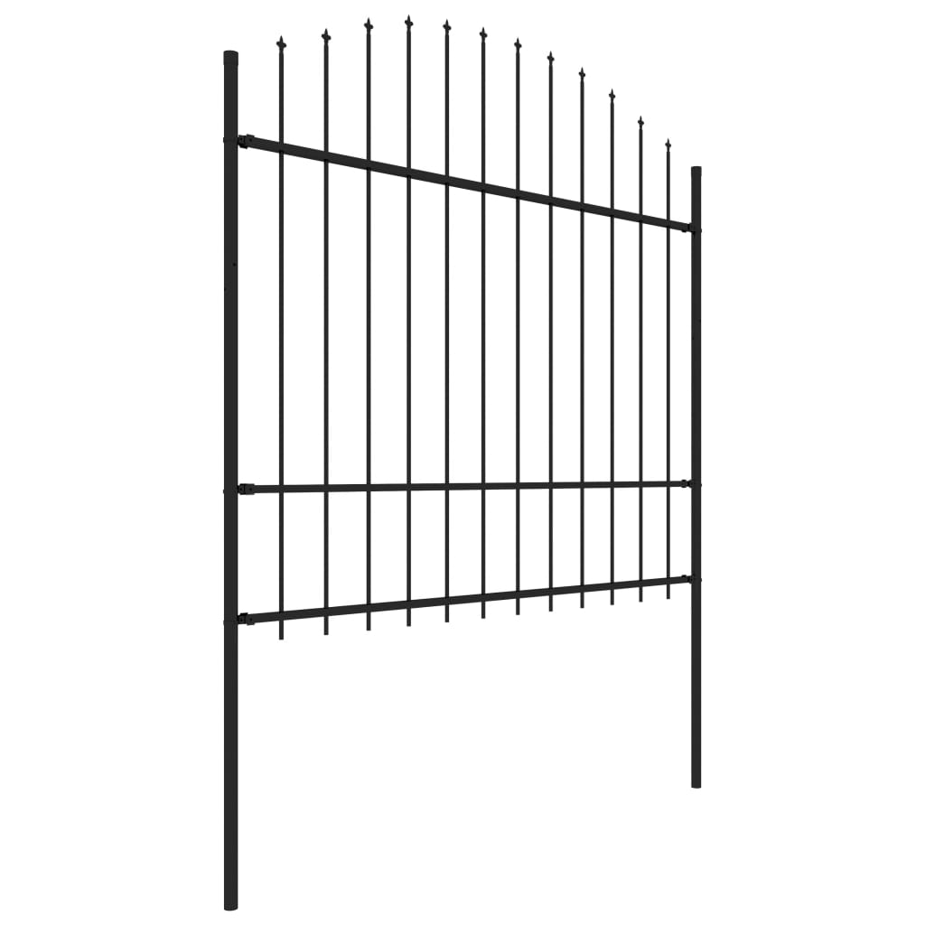Garden Fence with Spear Top Steel (1.5-1.75)x15.3 m Black