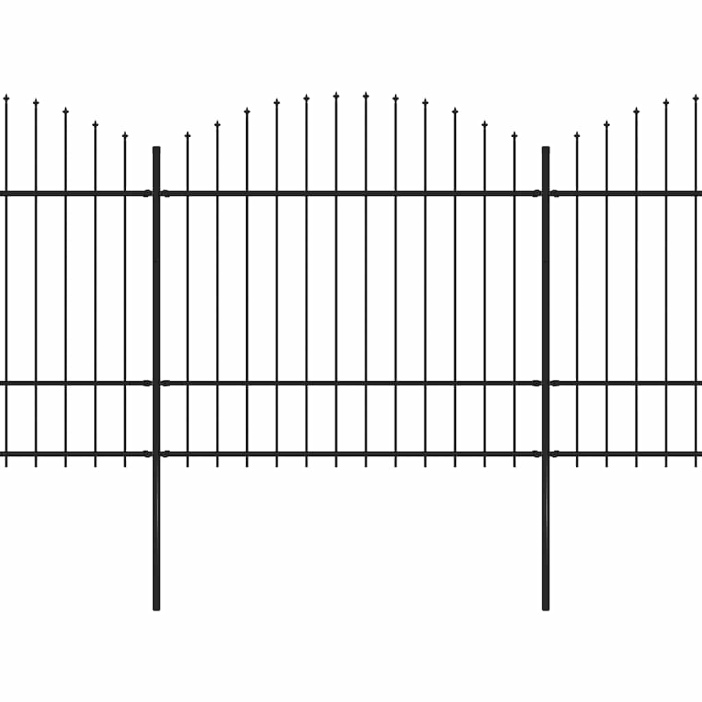 Garden Fence with Spear Top Steel 1781.5x175 cm Black