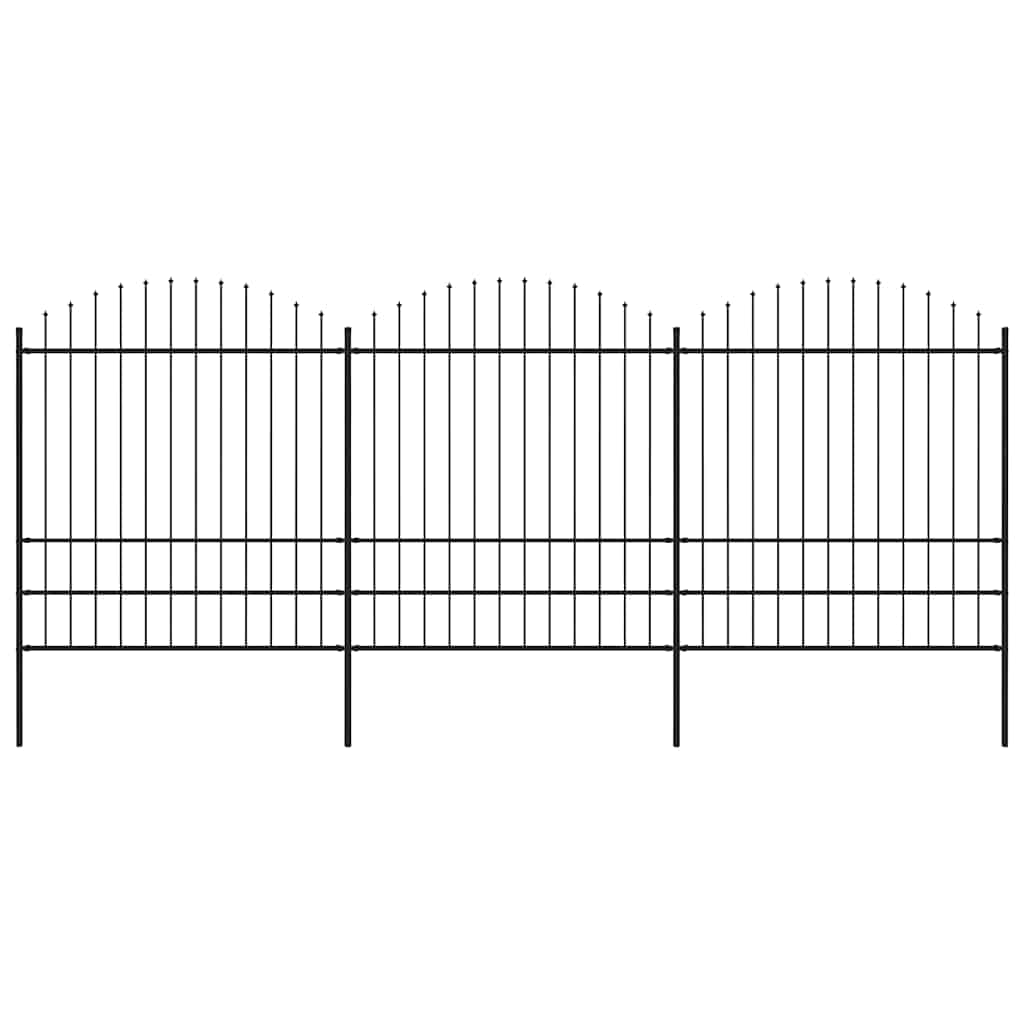 Garden Fence with Spear Top Steel 537x200 cm Black