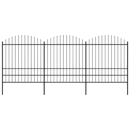 Garden Fence with Spear Top Steel 537x200 cm Black