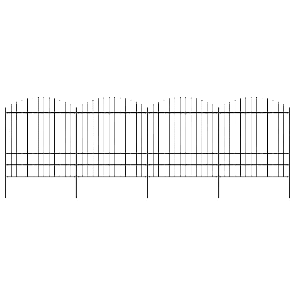 Garden Fence with Spear Top Steel 671x200 cm Black