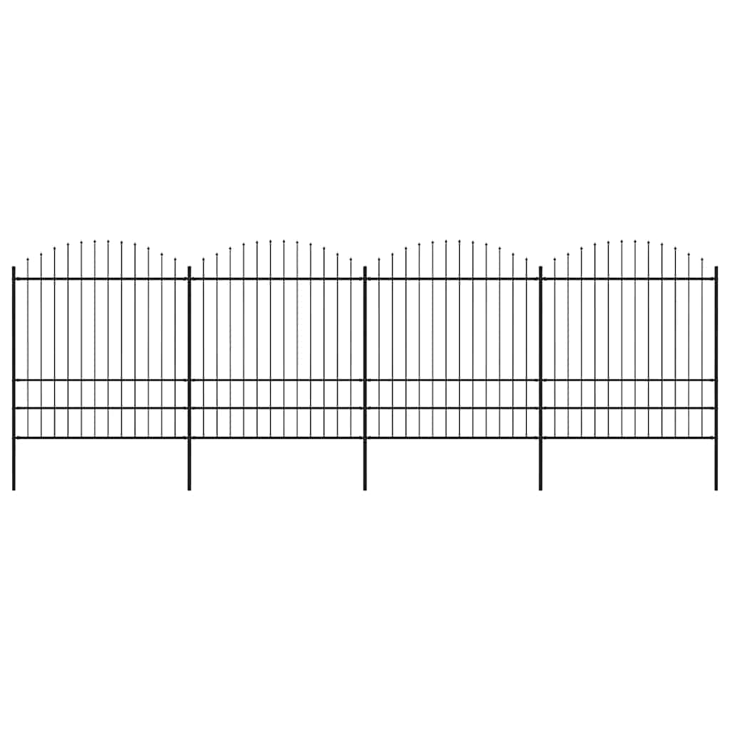 Garden Fence with Spear Top Steel 671x200 cm Black