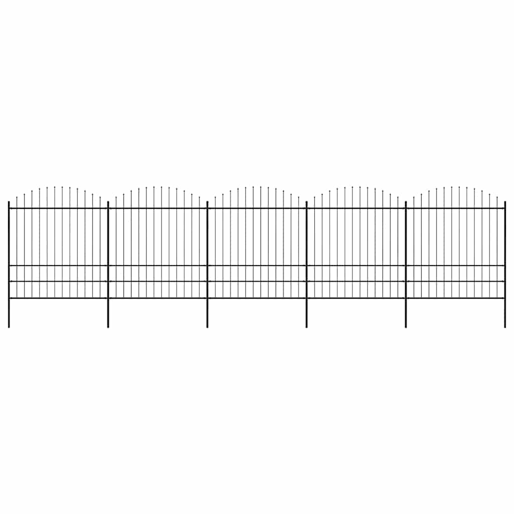 Garden Fence with Spear Top Steel 892.5x200 cm Black