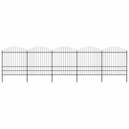 Garden Fence with Spear Top Steel 892.5x200 cm Black