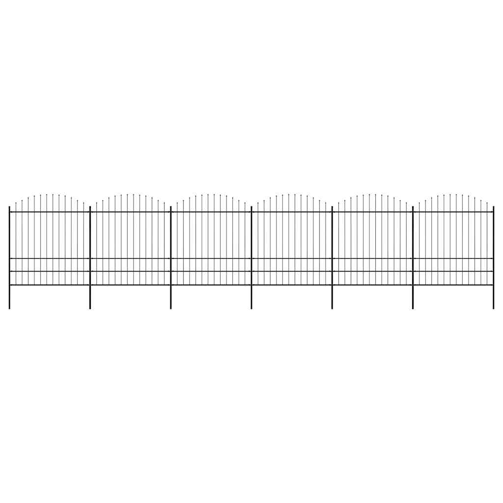 Garden Fence with Spear Top Steel 1005x200 cm Black