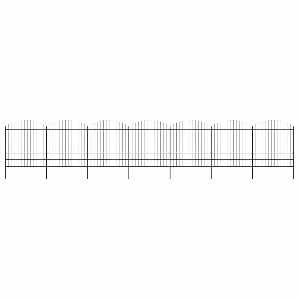 Garden Fence with Spear Top Steel 1172x200 cm Black
