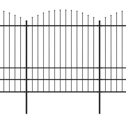 Garden Fence with Spear Top Steel 1172x200 cm Black