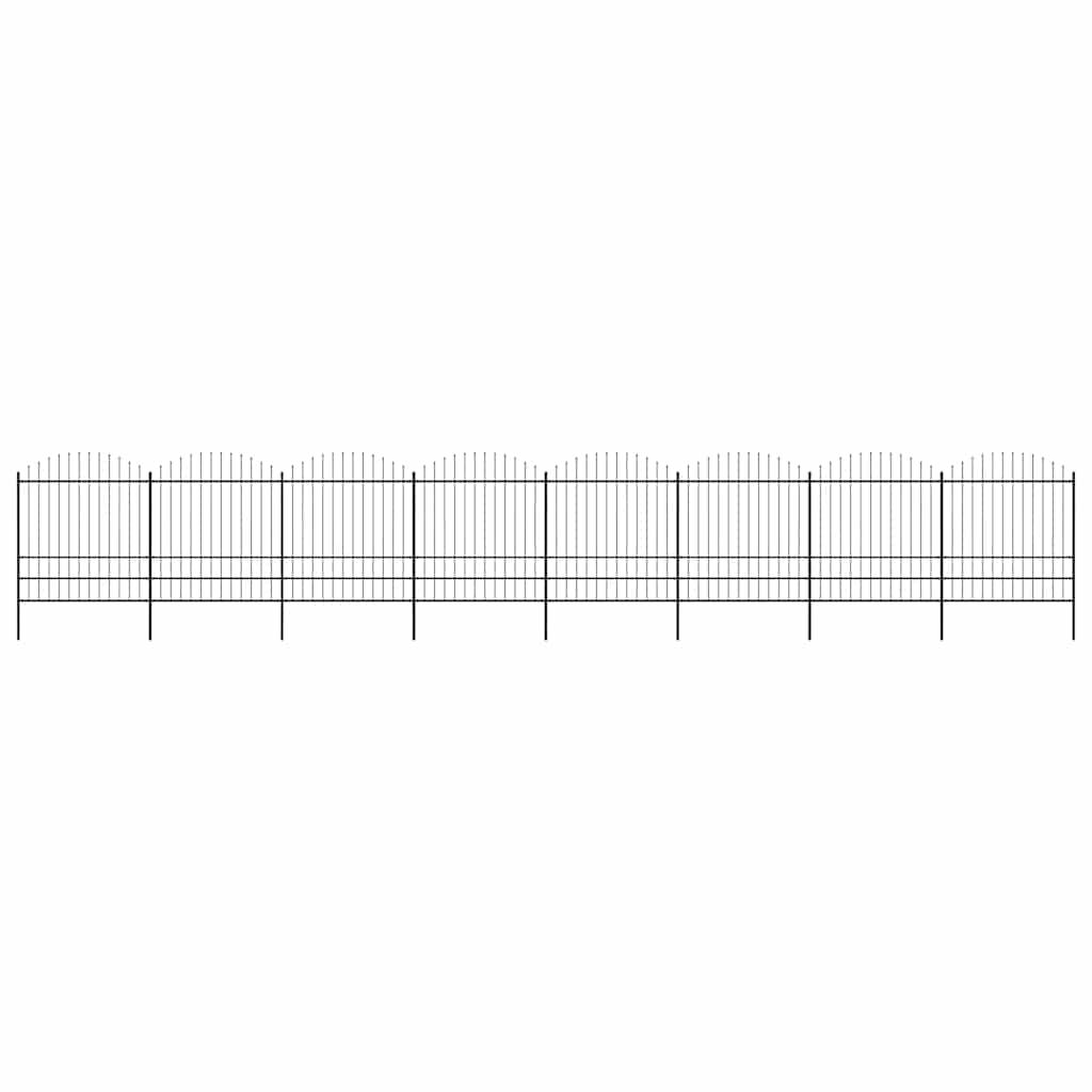 Garden Fence with Spear Top Steel 1339x200 cm Black