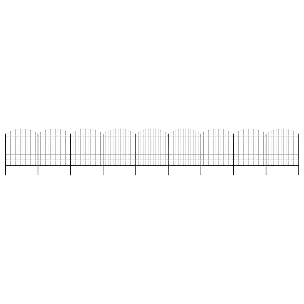 Garden Fence with Spear Top Steel 1603.5x200 cm Black