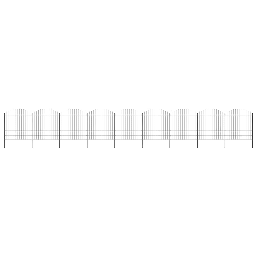 Garden Fence with Spear Top Steel 1506x200 cm Black