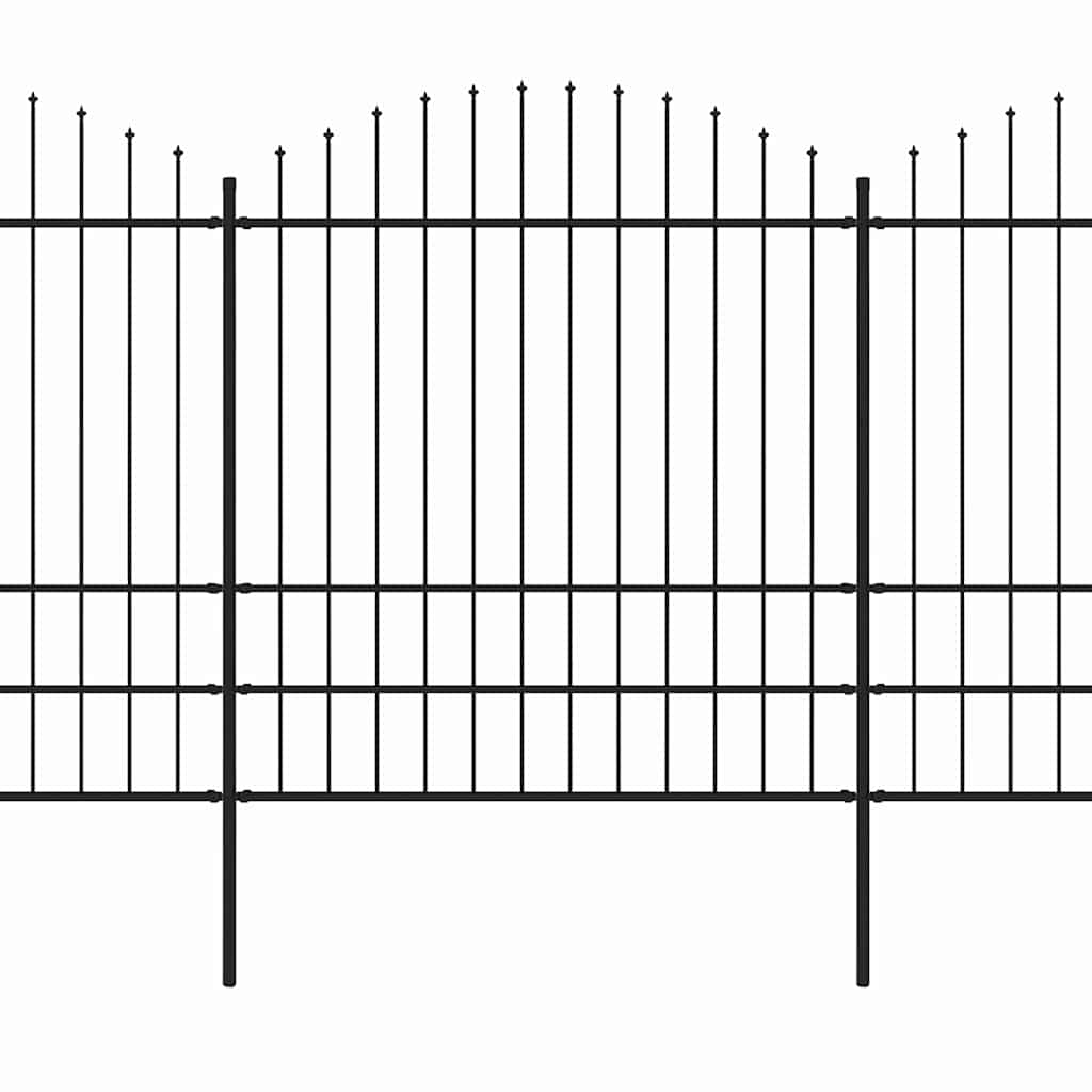 Garden Fence with Spear Top Steel 1506x200 cm Black