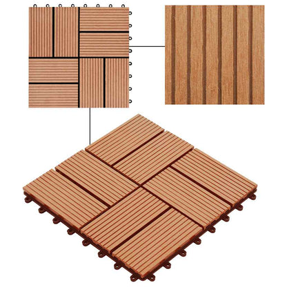 22 pcs Decking Tiles 30x30 cm 2 sqm WPC Teak Colour