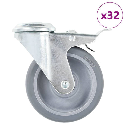 32 pcs Bolt Hole Swivel Casters 100 mm