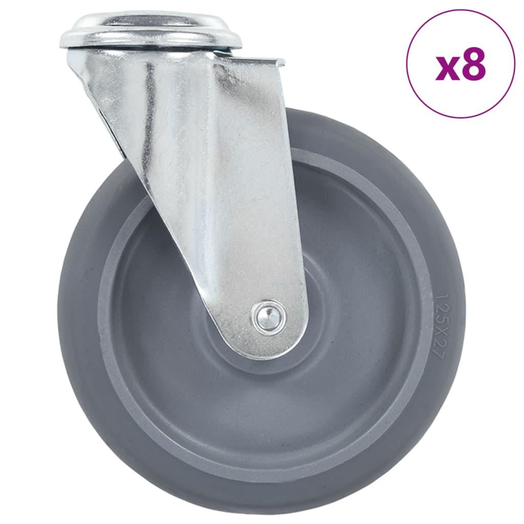 8 pcs Bolt Hole Swivel Casters 125 mm