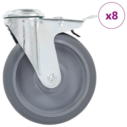 8 pcs Bolt Hole Swivel Casters 125 mm