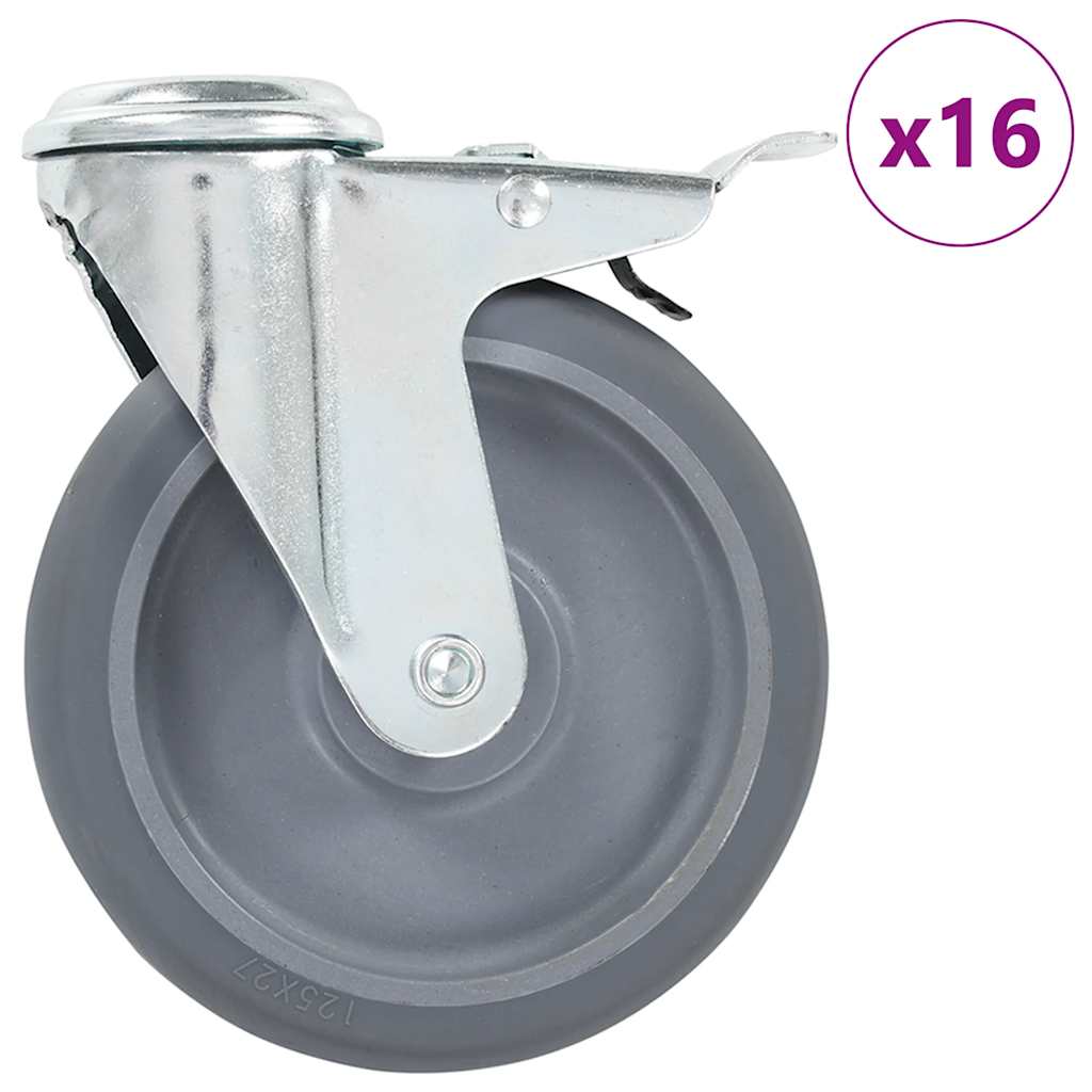 16 pcs Bolt Hole Swivel Casters 125 mm
