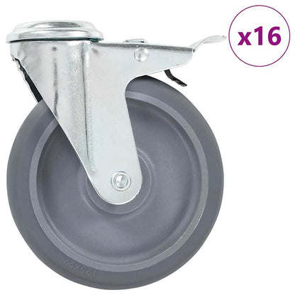 16 pcs Bolt Hole Swivel Casters 125 mm