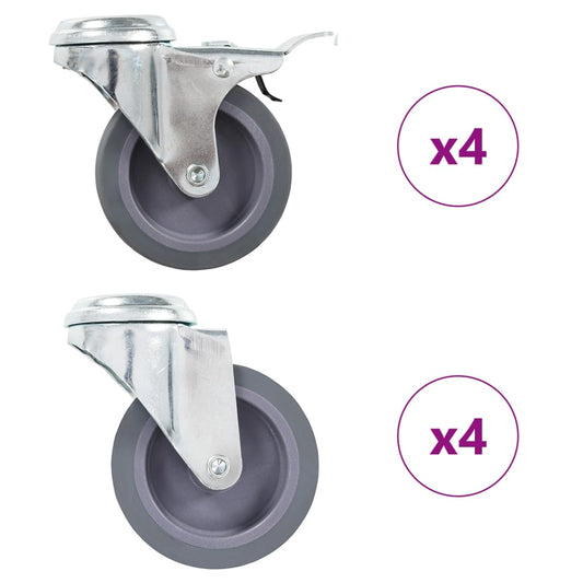 8 pcs Bolt Hole Swivel Casters 75 mm