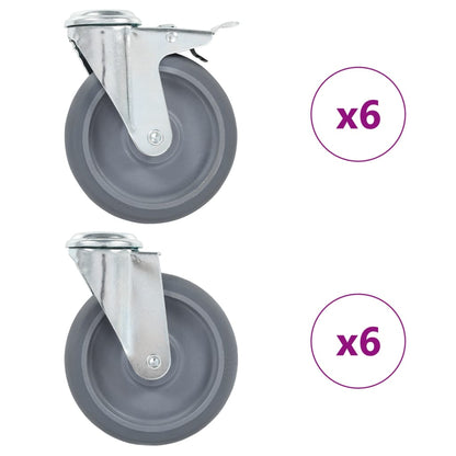 12 pcs Bolt Hole Swivel Casters 125 mm