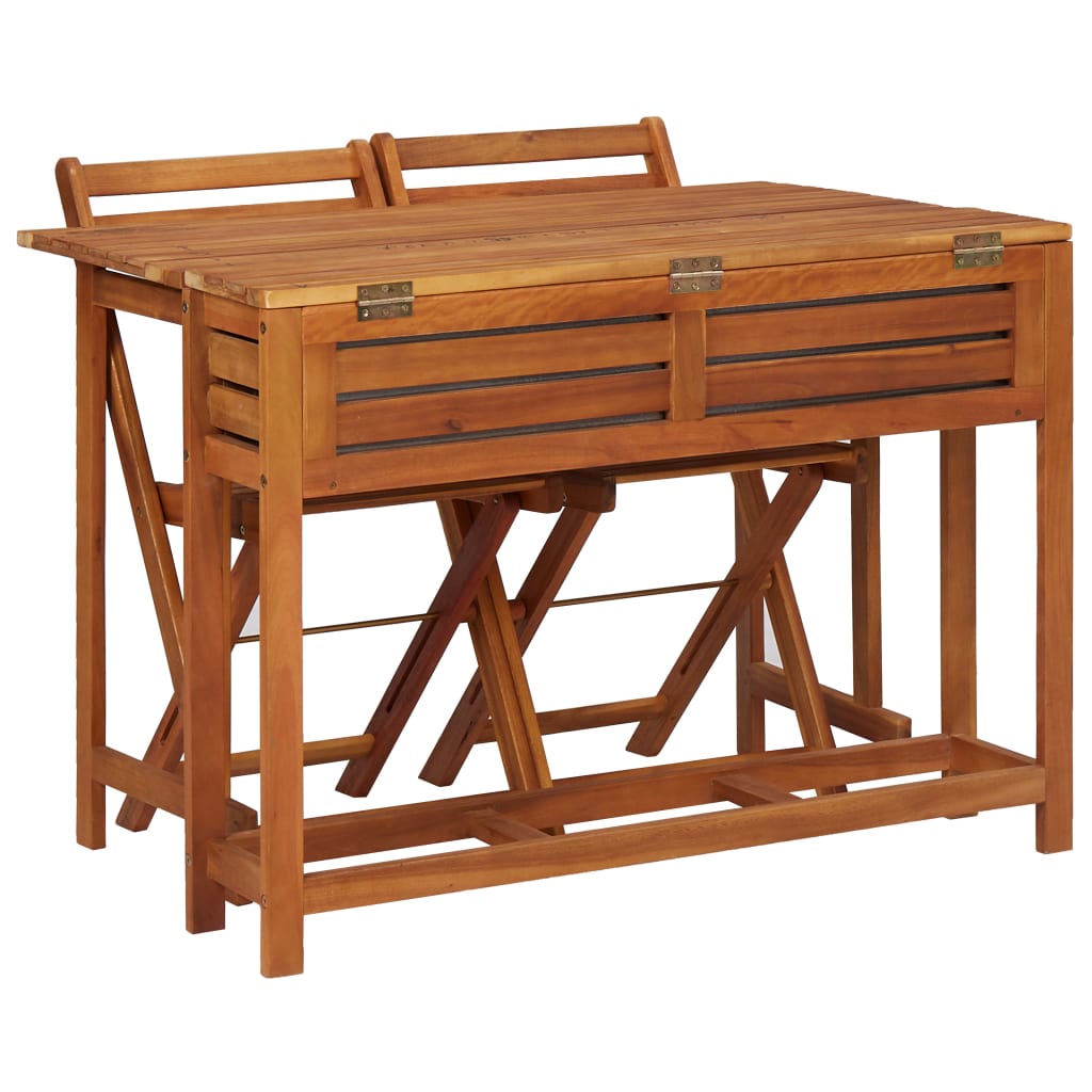 Garden Planter Table With Chair | Brown | Solid acacia wood | Medium