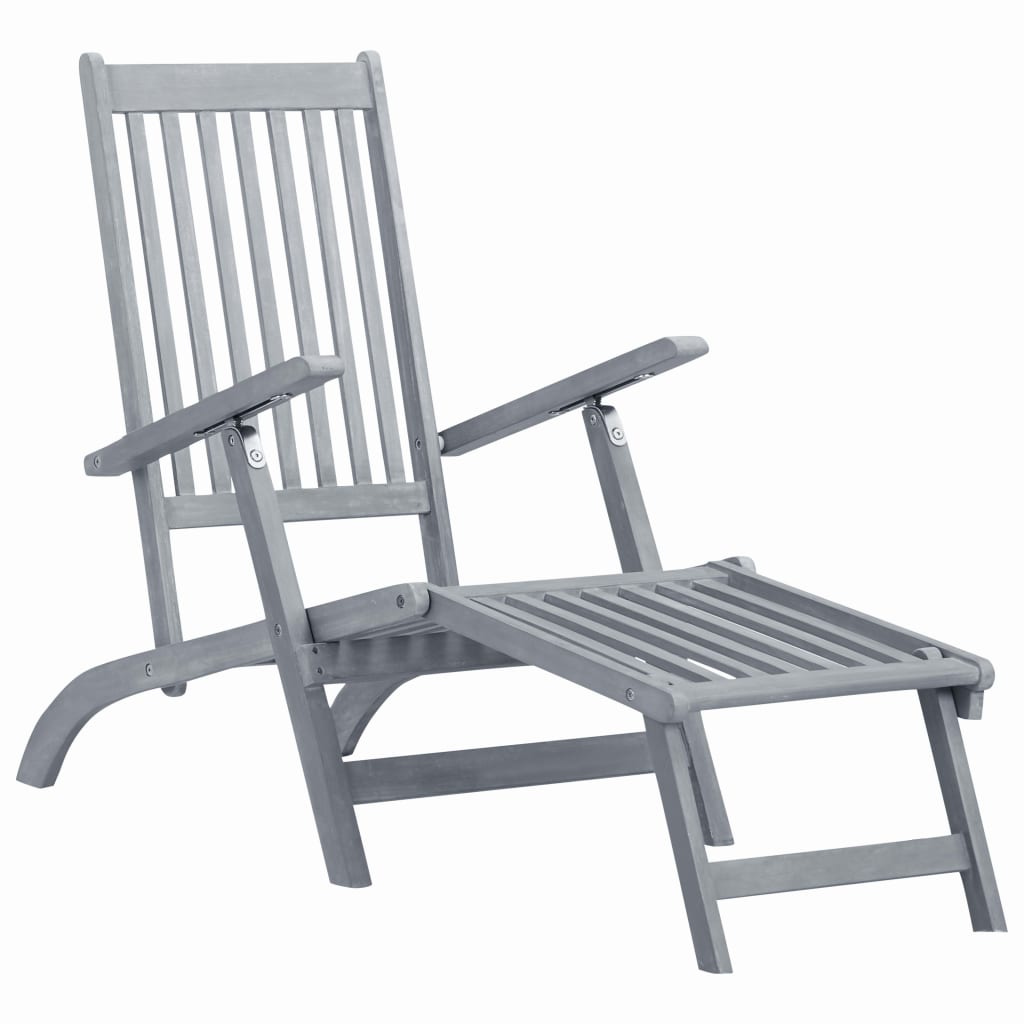 Sun Lounger | Grey Wash | Acacia Hardwood | Full-Length | Foldable