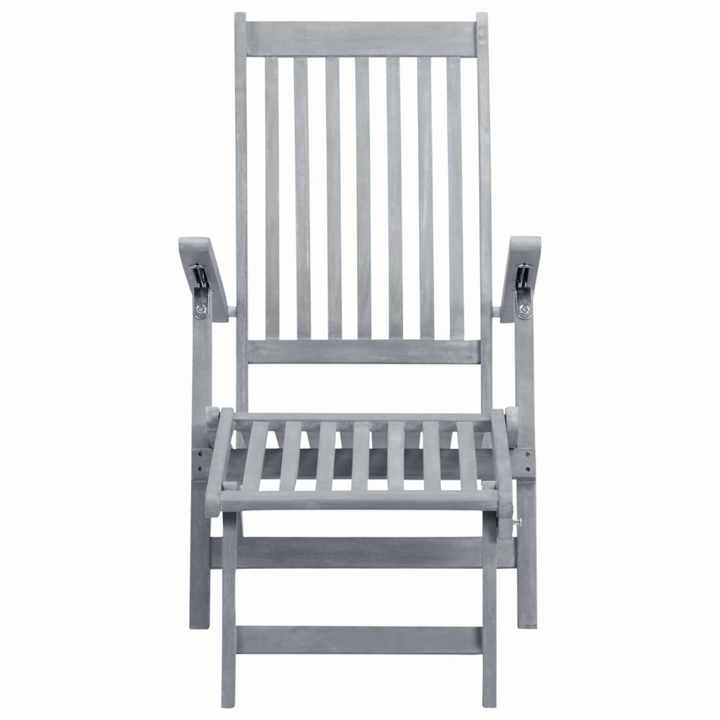 Sun Lounger | Grey Wash | Acacia Hardwood | Full-Length | Foldable