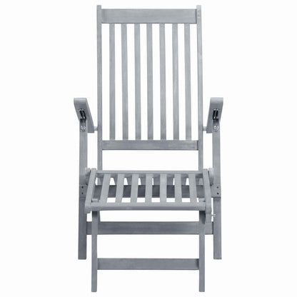 Sun Lounger | Grey Wash | Acacia Hardwood | Full-Length | Foldable