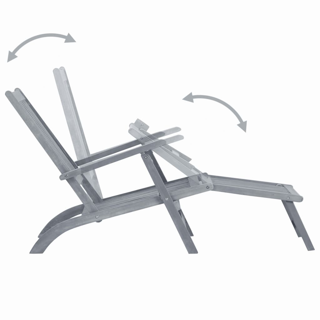 Sun Lounger | Grey Wash | Acacia Hardwood | Full-Length | Foldable