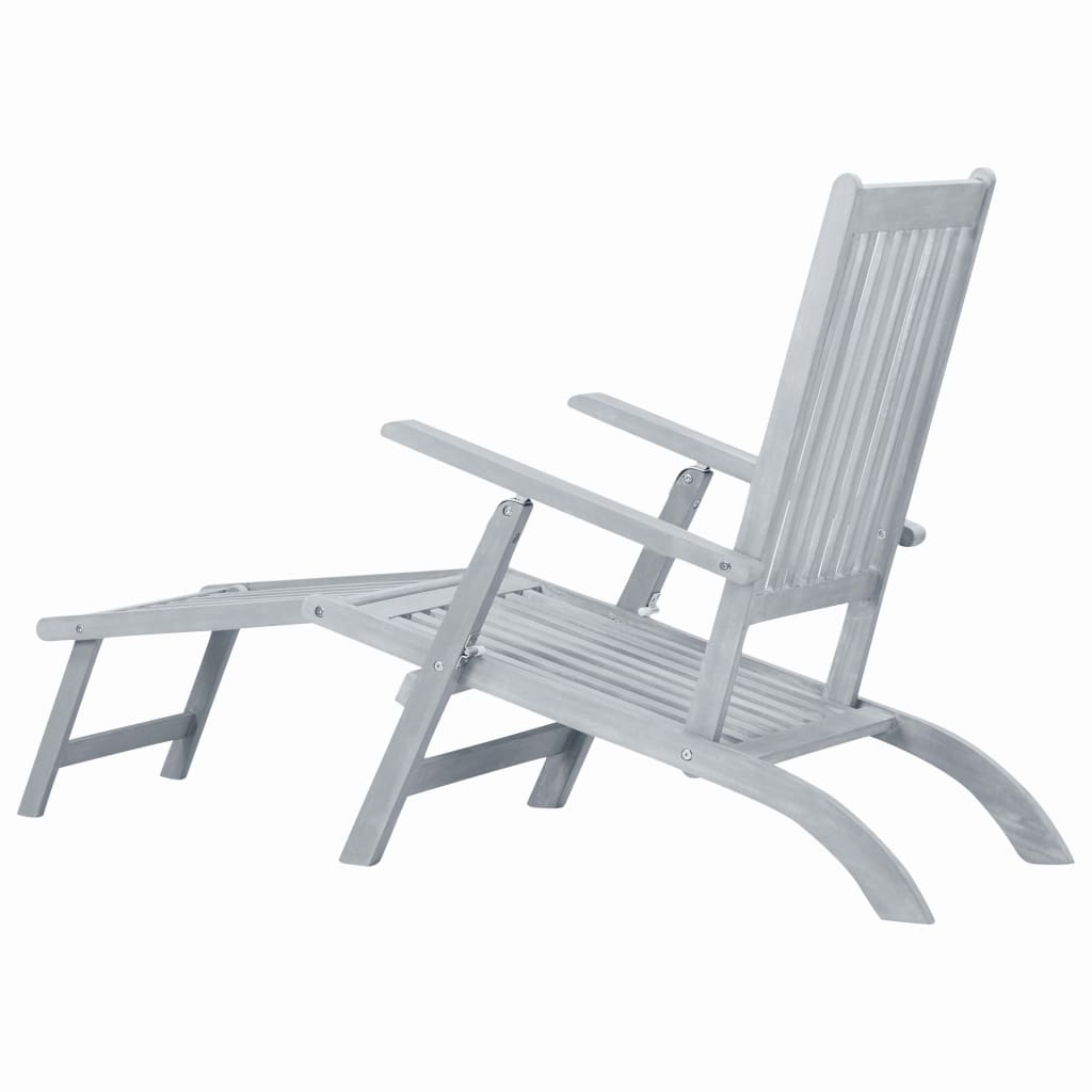 Sun Lounger | Grey Wash | Acacia Hardwood | Full-Length | Foldable