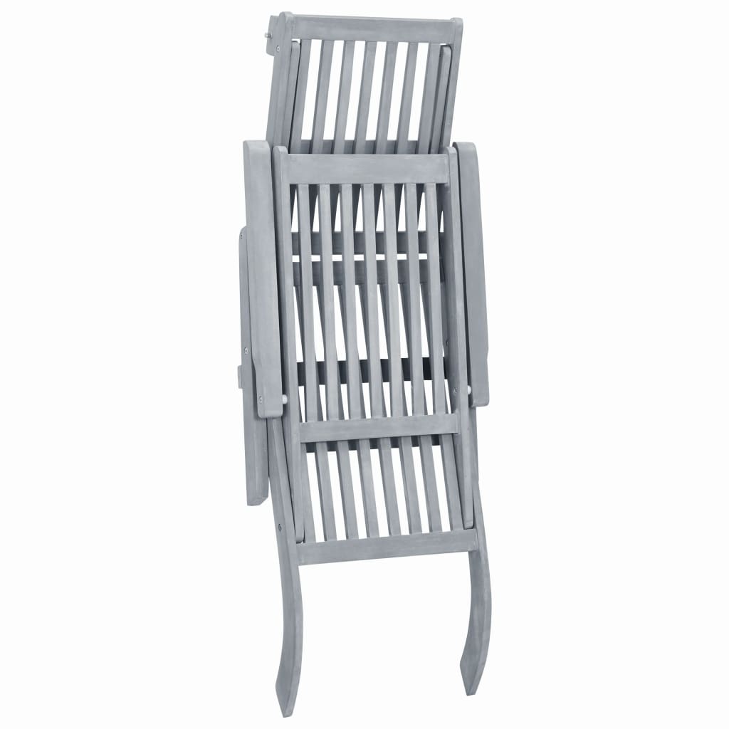 Sun Lounger | Grey Wash | Acacia Hardwood | Full-Length | Foldable