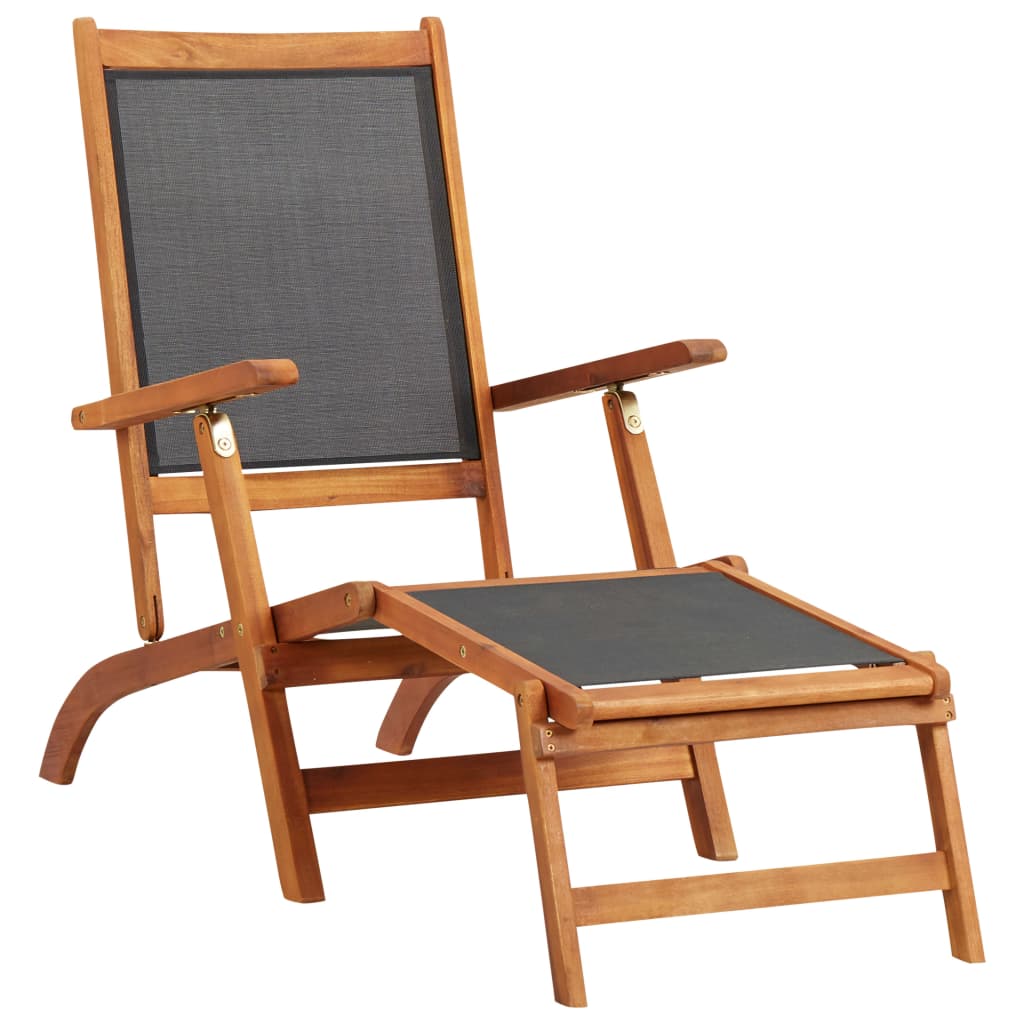 Deck Chair | Black | Acacia wood | Standard |  Ergonomic  | Deck Chair