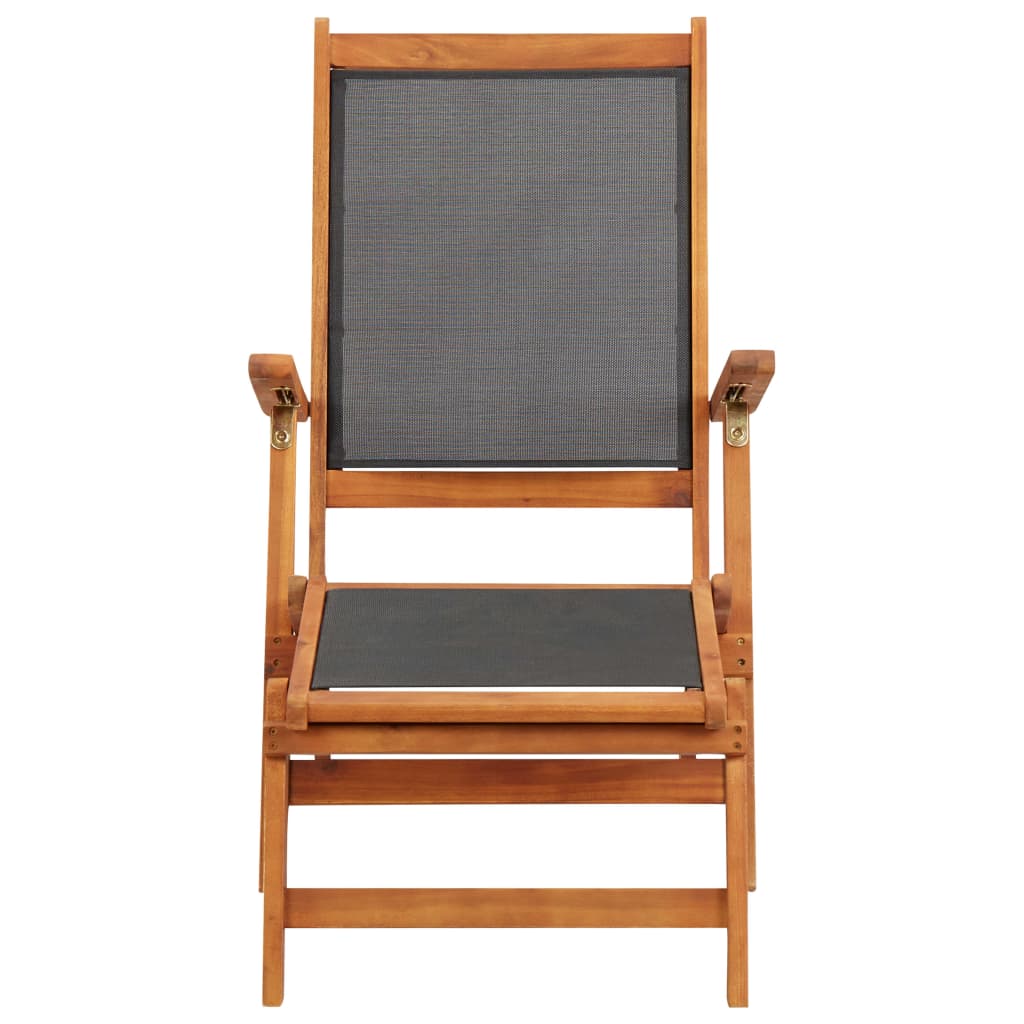 Deck Chair | Black | Acacia wood | Standard |  Ergonomic  | Deck Chair