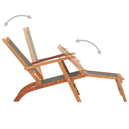 Deck Chair | Black | Acacia wood | Standard |  Ergonomic  | Deck Chair