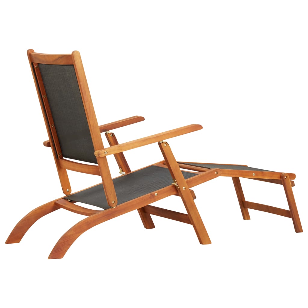 Deck Chair | Black | Acacia wood | Standard |  Ergonomic  | Deck Chair