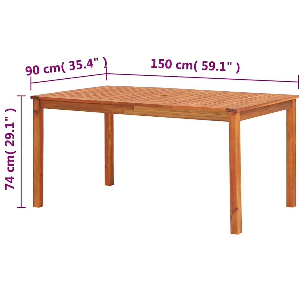 45962 vidaXL Garden Table 150x90x74 cm Solid Acacia Wood