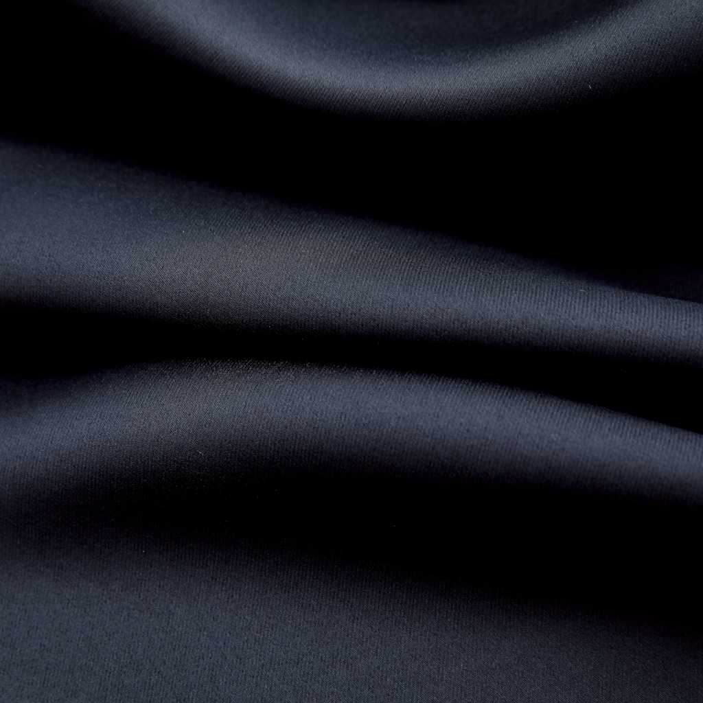 Blackout Curtains with Metal Rings 2 pcs Black 140x225 cm