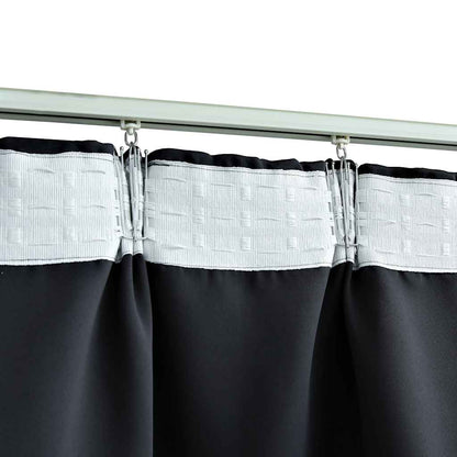 Blackout Curtains with Hooks 2 pcs Black 140x225 cm