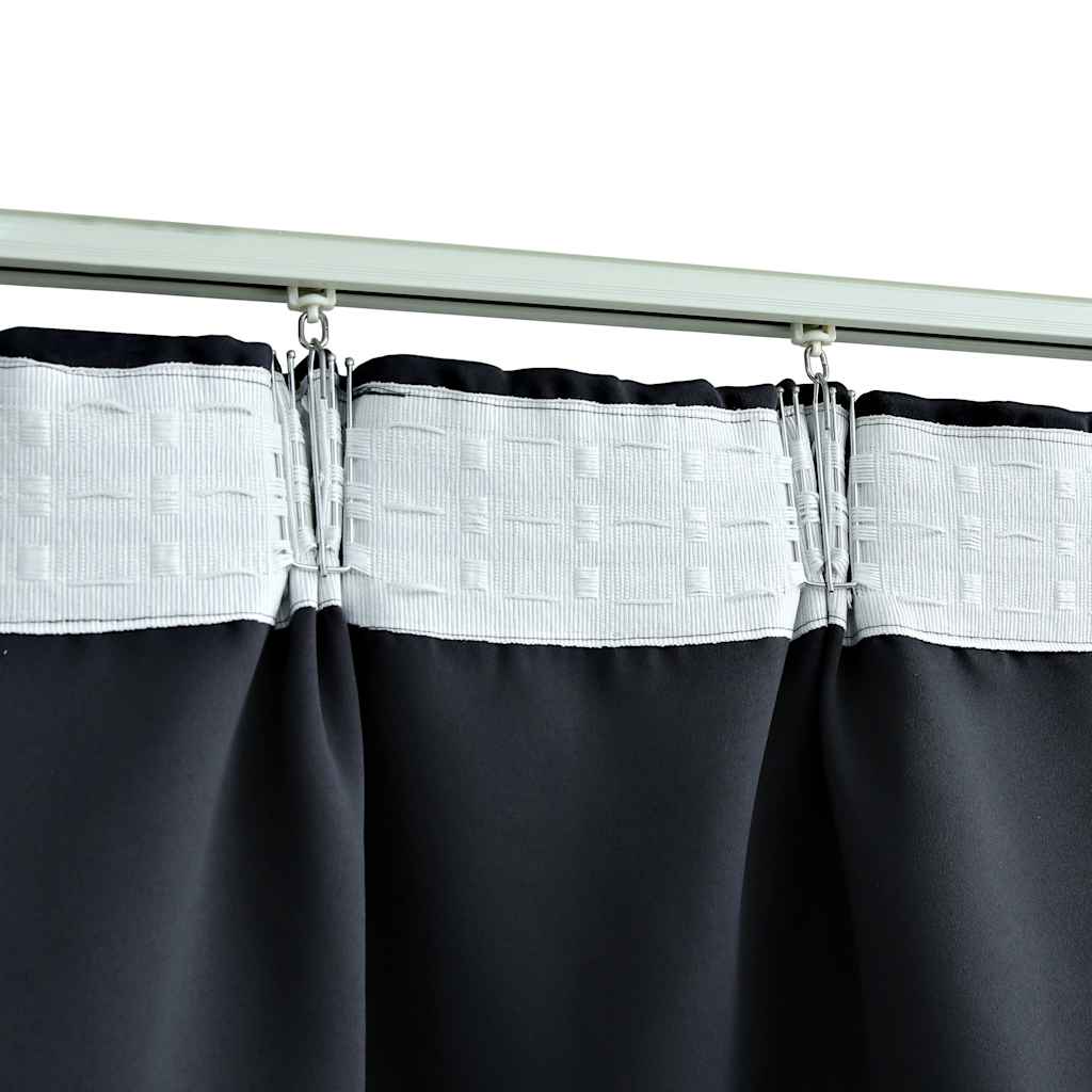 Blackout Curtains with Hooks 2 pcs Anthracite 140x175 cm